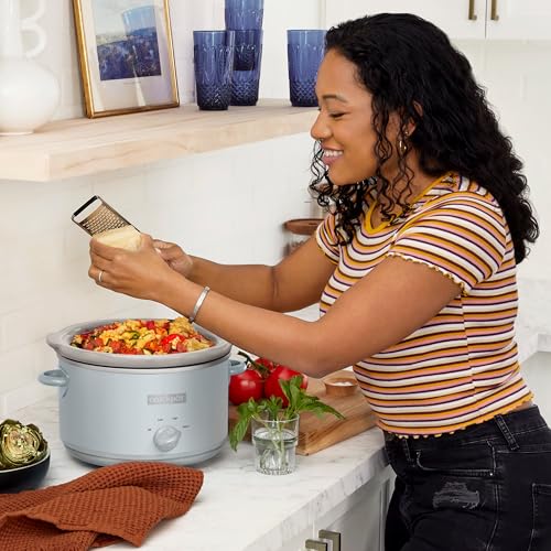 Image of Crock-Pot Design Series 4.5-Quart Manual Slow Cooker, Serves 5+ People, Great for Chili, Soup, Stews, & More, Removable Stoneware is Oven & Dishwasher-Safe, Macaroon Blue