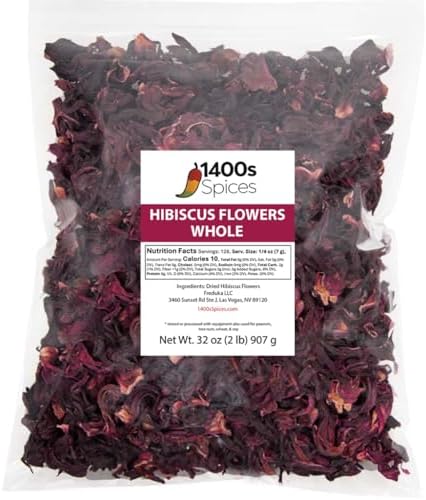 2lb Dried Whole Hibiscus Flowers and Petals Bulk, Flor de Jamaica
