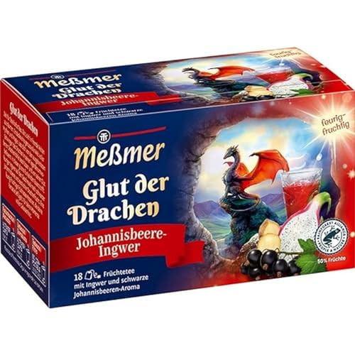 Meßmer Glut der Drachen | Johannisbeere-Ingwer | Online Exklusiv | 18 Teebeutel | Vegan | Glutenfrei | Laktosefrei