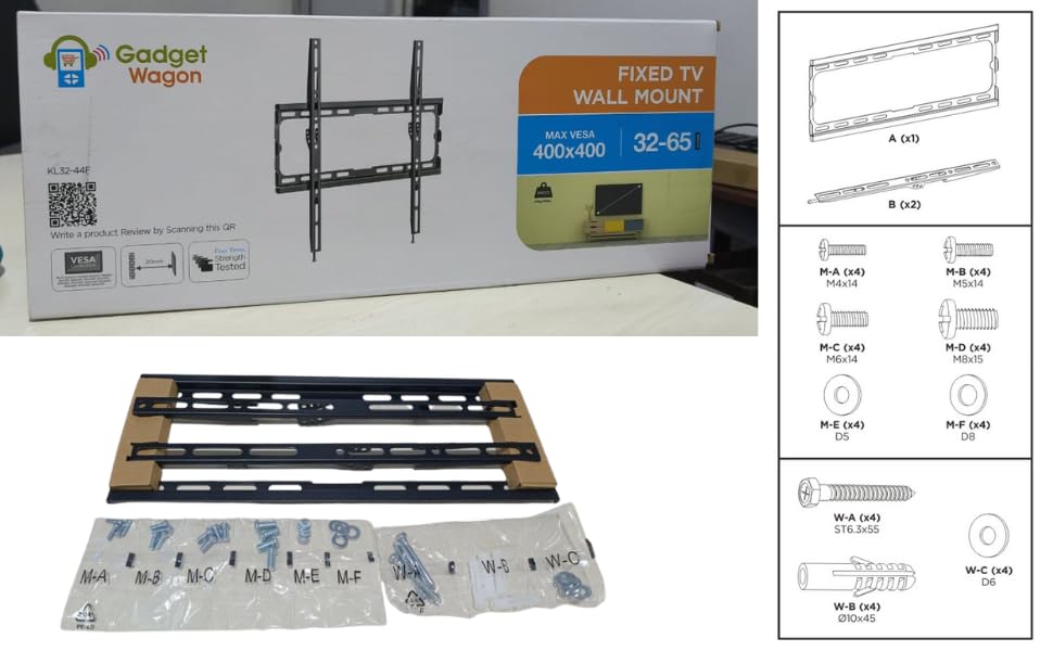 Image of Gadget Wagon 32-65 inch TV Wall Mount | LED and Curved TVs, Super Slim Design | 50 Kgs Capacity