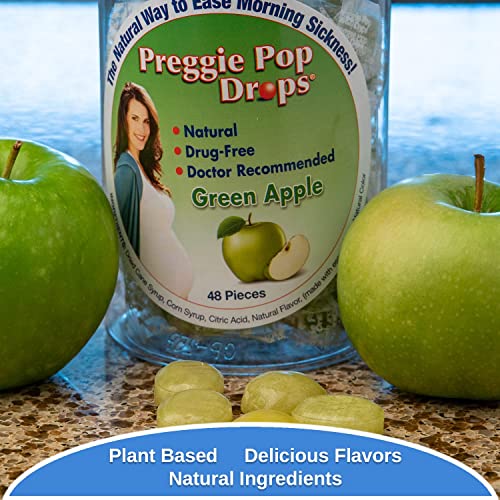 Image of Preggie Pop Drops Morning Sickness - Preggie Pops for Morning Sickness Relief. Yummy Candy Drops for Pregnancy Relief. Soothing Relief for Pregnant Women. Green Apple 48count