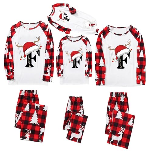 2026 Christmas Family Pajamas Matching Sets Alphabet Xmas Pjs for Couples Cute Long Sleeve Jammies Holiday Sleepwear