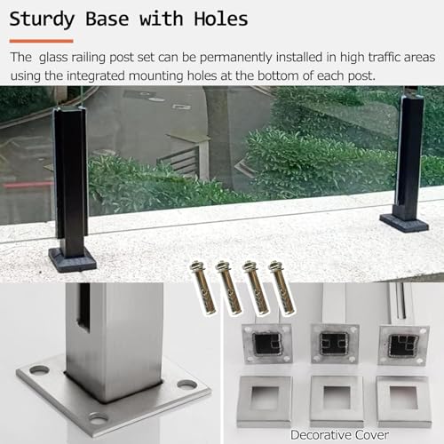 Poste de acero inoxidable con abrazadera de vidrio para evitar caídas en escaleras y terrazas 6
