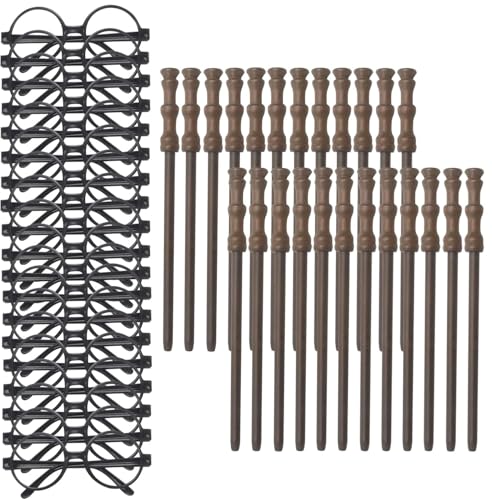 Party Supplies -24pcs Wand Pencil 24pcs Black Glasses with Round Frame No Lenses for School  Birthday  Cosplay Decor Halloween (48pcs all)