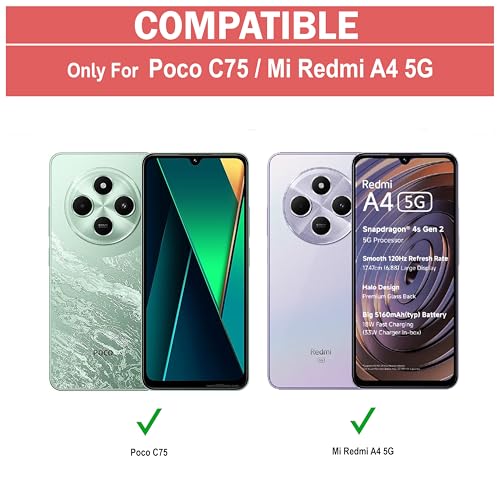Image of Amazon Brand - Solimo Back Case Cover for Poco C75 | Compatible for Poco C75 Back Case Cover | Clear Case with Camera Protection | (TPU + PC | Matte Black)