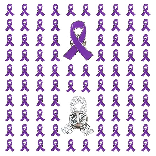 Purple Ribbon Awareness Pin 100 pieces Domestic Violence Alzheimers Epilepsy Lupus Pancreatic Cancer Awareness enamel lapel pin