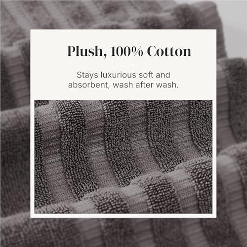 Image of Modern Threads 6 Piece Bath Towel Set - Bathroom Set with 2 Bath Towels, 2 Hand Towels, and 2 Wash Cloths - 100% Cotton, Super Absorbent & Extra Soft - Reversible Classic Diamond (Gray)