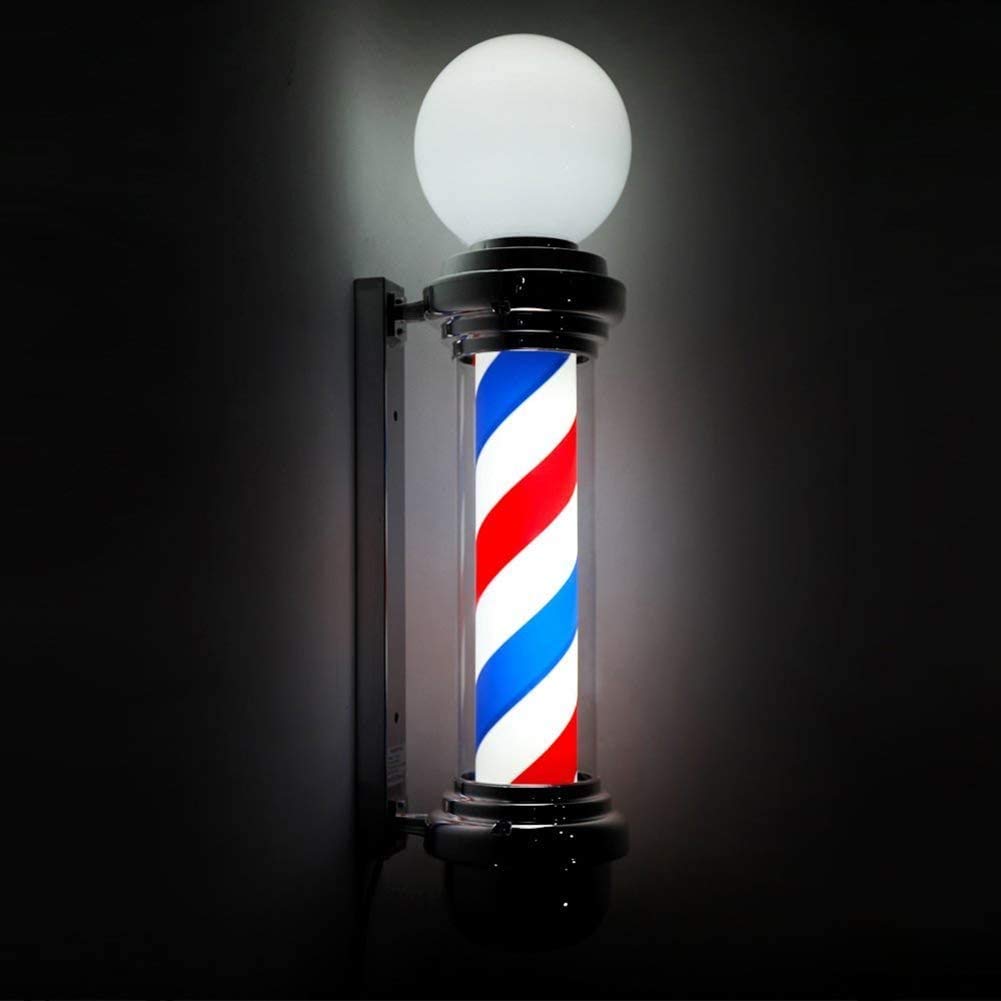Lampada da Parete per Esterni a LED per Barbiere, Classica, con Strisce rotanti Rosse, Bianche e Blu, Impermeabile, montabile in Negozio, 73 cm.