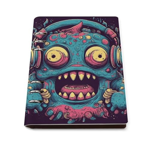 Carnet de notes cuir PU élégant couverture rigide format A5 rechargeable motif Love Music Monster