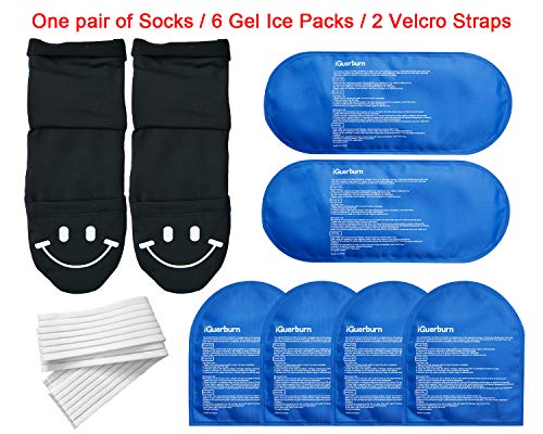 iGuerburn Cold Therapy Socks for Swollen Ankles Arch Heels Foot Pain Relief Suffer from Plantar Fasciitis Tendinitis Neuropathy (Large)