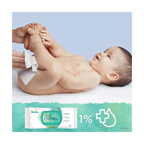 Pampers Aqua Harmonie Baby-Tücher, 864 Tücher (6 x 3 x 48), ohne Parfüm und Alkohol, mit 99% Wasser und pflanzlichen… – Bild 5