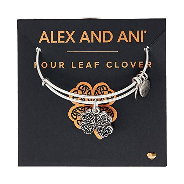 Alex and Ani A17EB28RS Four Leaf Clover IV Rafaelian Silver Bangle Bracelet