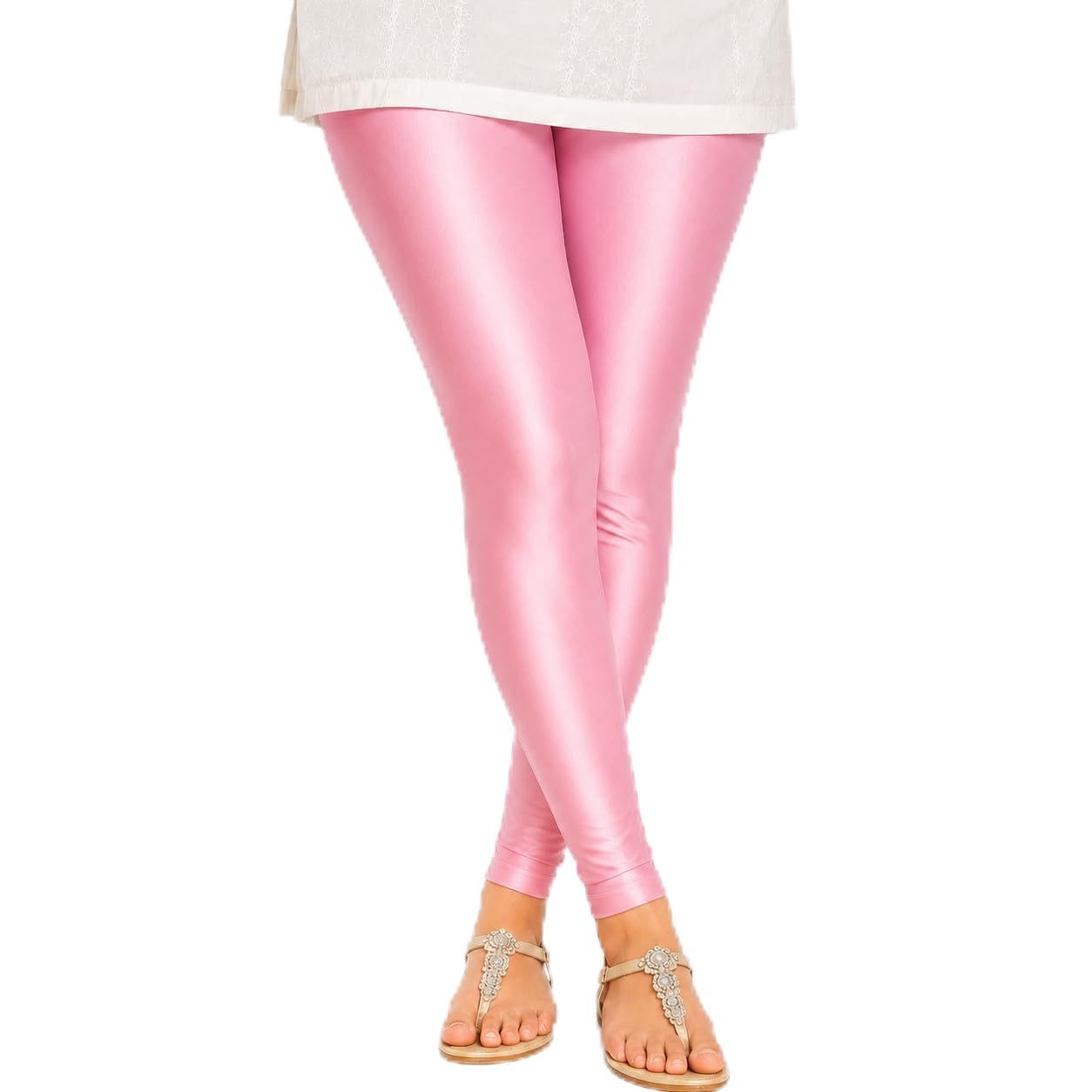Women's Shimmer Leggings Full Length | Slim Fit Stretch Nylon Churidar Leggings | Diamond Cut for Extra Protection | Elastic Waist | Soft Stretch Bottom Wear-picture-24
