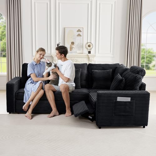Image of RARZOE Modular Sofa Power Recliner Module, Corduroy Power Reclining Chair for Living Room Modular Sectional Sofa Couch,Black