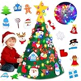 3D DIY Felt Christmas Tree for Toddlers, Stocking Stuffers for Kids with Colorful Lights 20 Hanging Ornaments, 2 Lighted Modes Xmas Gifts for Kids New Year Party Supplies Christmas Party Decorations