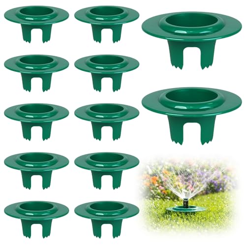 RAWILL 12 Pcs Sprinkler Head Protector Plastic Sprinkler Donut Guards for Lawns 6.69 in Circle Shaped Donut with 3.54 in Inner Diameter Green Outdoor Lawn Spray Guard