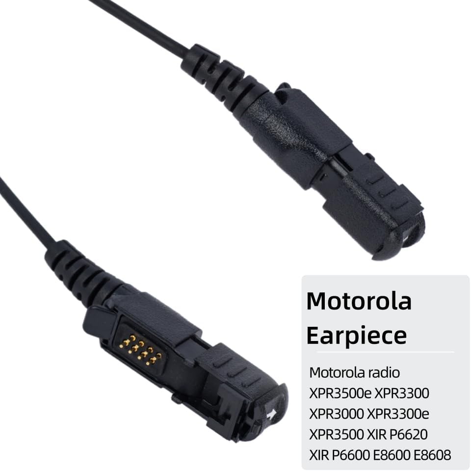 D-Shape Earpiece Headset with PTT Mic Compatible with Motorola XPR3300e XPR3500e XPR3500 XPR3300 XPR3000 2-Way Radios 5 Pack
