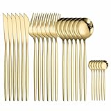 IMLUCKY Juego de Cubiertos de Acero Inoxidable: Cubiertos de 24 Piezas Utensilios para Comer con Cena Tenedores Cucharas...