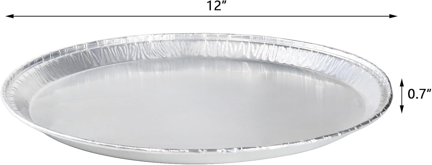 12 Inch Pizza Pan, Round Aluminum Disposable Pizza Pan Large Serving Trays for Pizzas, Giant Size Chocolate Chip Cookie Cake Tin– 12 Pack Oven Safe Pans