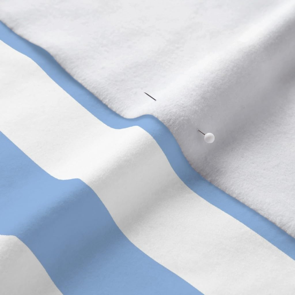 Spoonflower Fabric - Stripe Deep Blueberry Stripes Blue White Nautical Vertical Swedish Printed on Polartec(R) Fleece Fabric by The Yard - Sewing Blankets Loungewear and No-Sew Projects