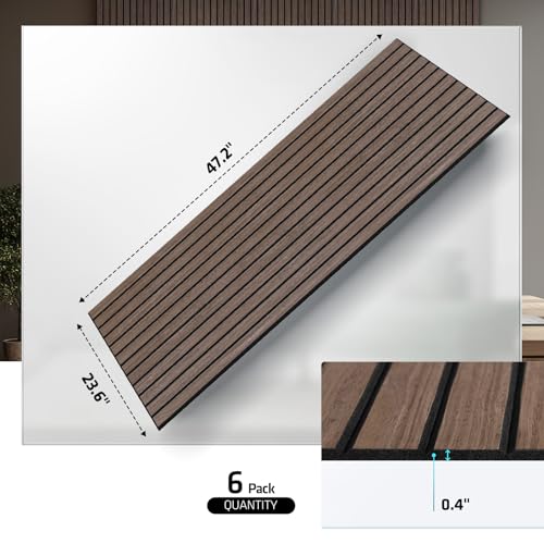 Image of 6 Pack Acoustic Wall Panels, 47.2 inch X 23.6 inch Sound Absorbing Panels, Decorative Sound Proof Panels for Home, Office, Studio Room, Deep Walnut