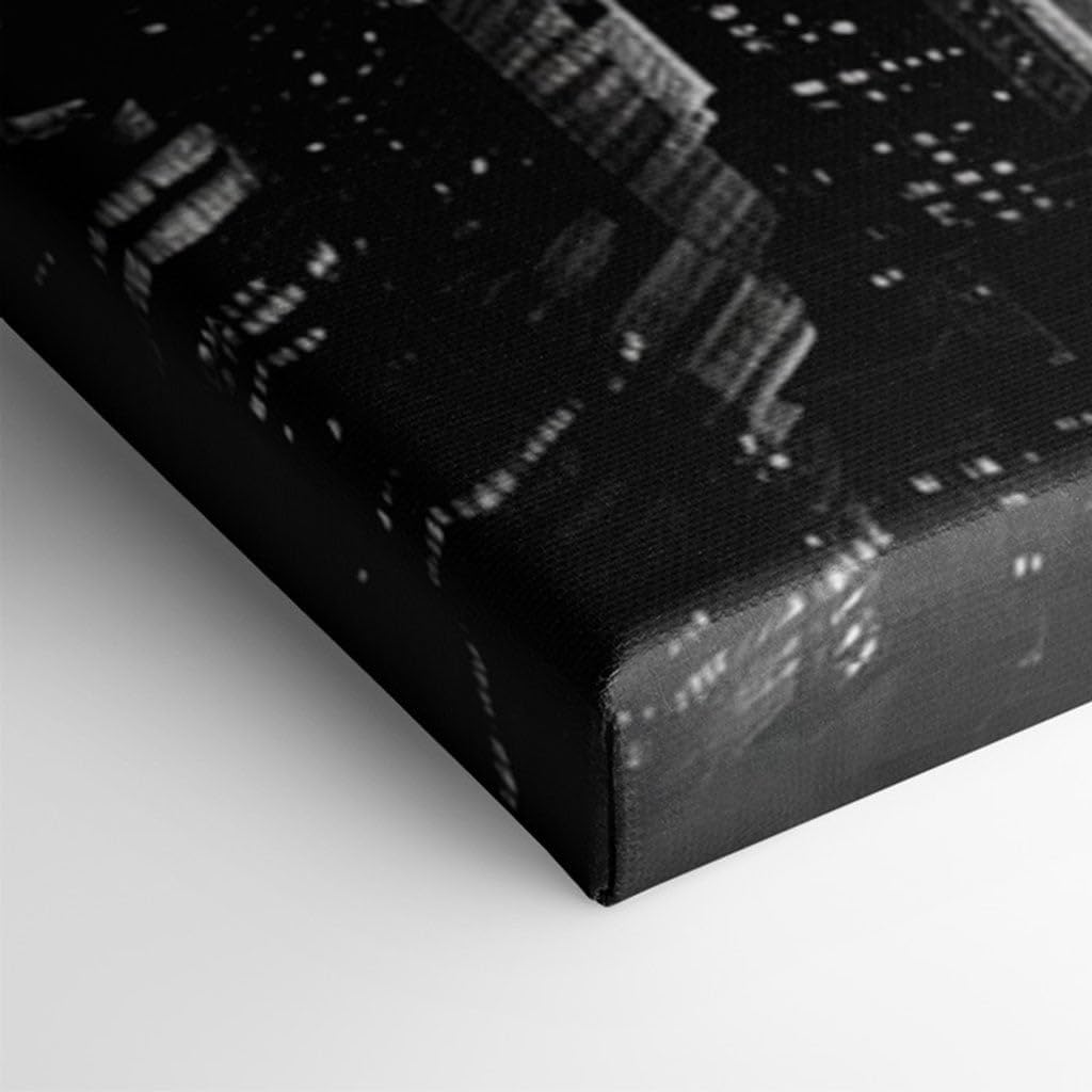 Canvas for Living room. Illuminating Skyscrapers: New York City's Nightscape Majesty, 27 x 18 inch Canvas Wall Art - Ready to Hang