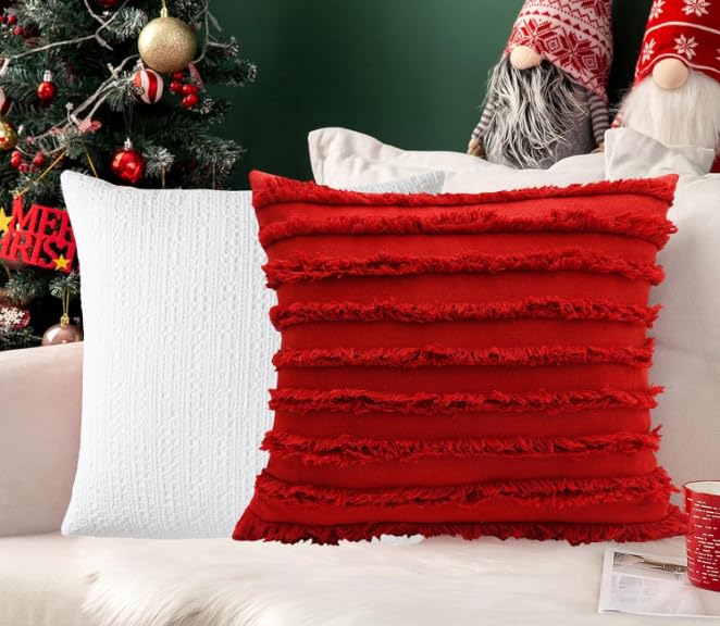 Image of TODY Cotton Cushion Cover 18 inch x 18 inch Set of 2 | 100% Cotton 18x18 inch Cushion Covers | Boho 1818 Cushion Cover for Sofa | Throw Pillow Cover 45 x 45cm