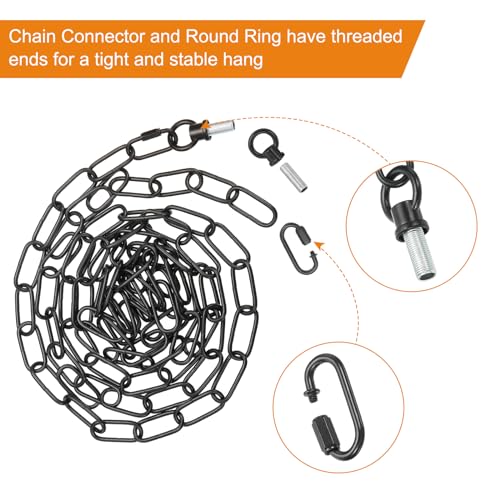 Image of PATIKIL 10 Feet Lighting Chain for Hanging Lamp, 2 Set Chandelier Chain Light Fixture Chain Load Capacity 65 Lbs for Pendant Light, Ceiling Fan, Black