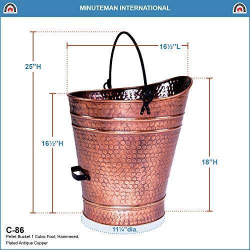 Minuteman International Coal Hod, Large Hammered Copper Pellet Bucket #TOP2