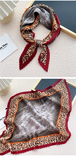 Tangjun Women Silk Like Floral Square Fashion Scarf Neckerchief Pleated Headwear2