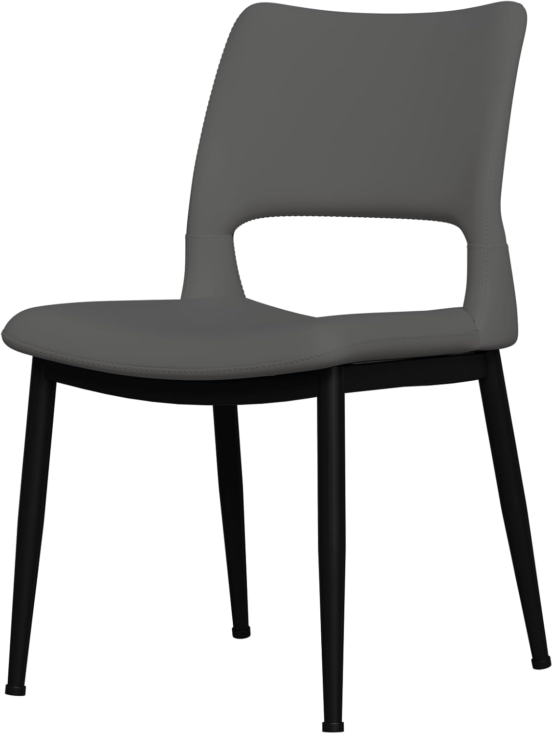 19" Durable Pu Leather Sturdy Construction Conversation Set, Mid-Century Coffee Chair with Metal Frame, Fashion Dining Chairs Set of 2 for Kitchen & Office, Grey