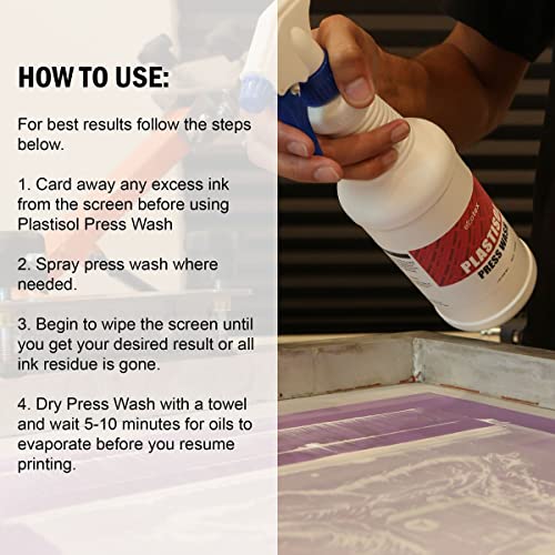 Ecotex® Plastisol Press Wash (Gallon - 128Oz.) - Screen Printing Machine Cleaner And Degreaser - Apply To Screen Printing Screen To Remove And Change Screen Printing Ink - Screen Printing Supplies #TOP4