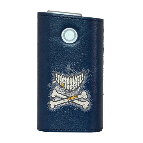 glo グロー グロウ 専用 レザーケース レザーカバー タバコ ケース カバー 合皮 ハードケース カバー 収納 デザイン 革 皮 BLUE ブルー スカル かっこいい おしゃれ 011921