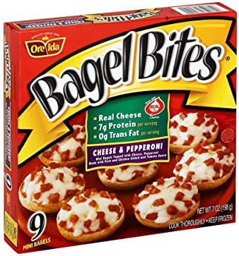 Heinz Pepperoni and Cheese Mini Bagel Bite - Appetizer, 7 Ounce - 8 per case.