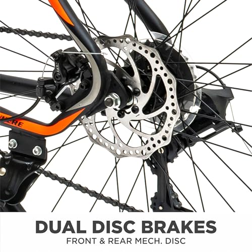 Image of KROSS Elute 27.5T Unisex Matt Black Multispeed MTB | Steel Frame with Dual Disc Brakes and Front Suspension Fork | Ideal for 15+ Years (21 Speed, Orange)