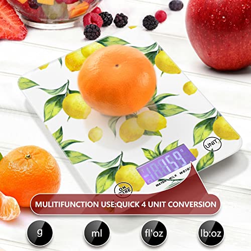 Lemons Food Kitchen Scale Waterproof Digital Scale Weight Ounces And Grams 11Lb Kitchen Scale For Coffee Cooking Baking #TOP4