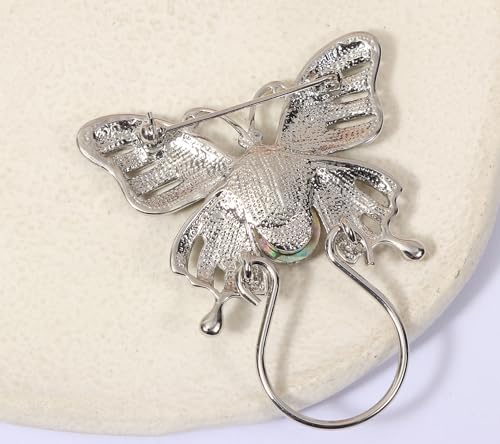 Image of Enamel Colorful Butterfly Abalone Shell Crystal Magnetic Eyeglass Holder Brooch and Pin