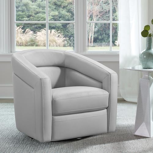 Sillón Giratorio Tela y Cuero Gris miniatura 2