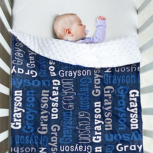 Image of Custom Baby Blanket - Personalized Names Design - Soft Plush Blanket with Double Layer Dotted Backing for Boys Girls Color05(47x60 inches)