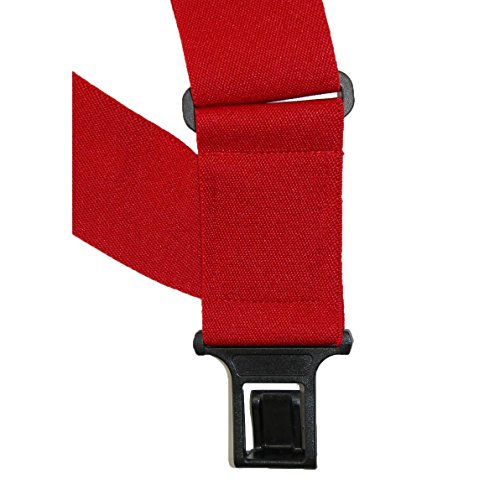 Perry Suspenders Mens Elastic 2 Inch Wide Comfort Outback Side Clip Suspenders, Regular, Red