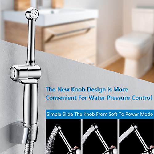 Hand Held Bidet Sprayer for Toilet, SonTiy Cloth Diaper Toilet Sprayer Bathroom Jet Spray Chrome-Solid Brass-3 Years Warranty-Adjustable Pressure Control