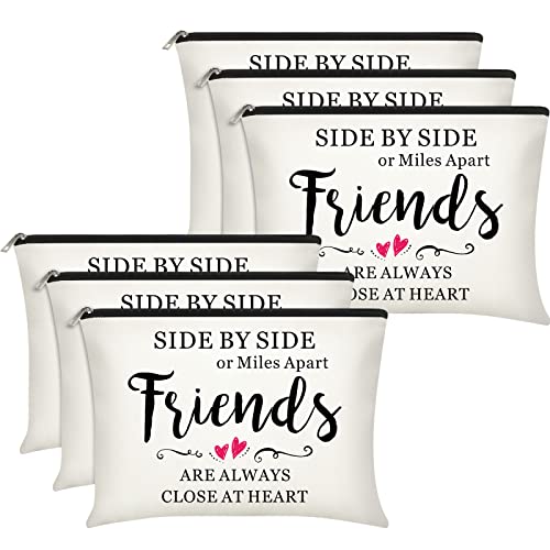 Xuniea 6 Pieces Friendship Gifts for Women Bulk Friendship Cosmetic Makeup Bag for Girl Travel Pouch Friend BFF Birthday Christmas Gifts(Heart Pattern)