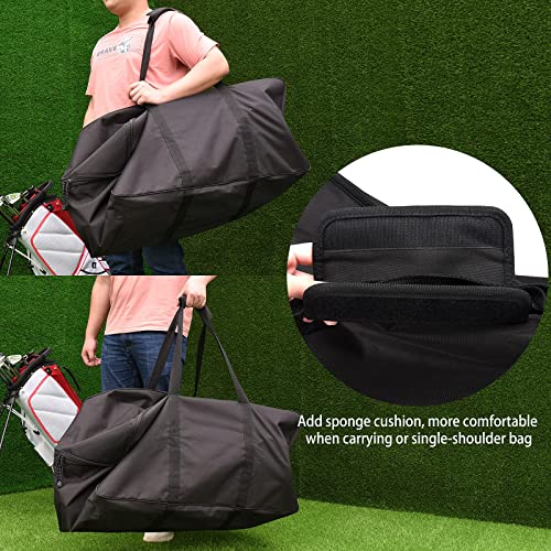 Golf Push Cart Bag 3 Wheel Folding Carry Bag for Push Carts Cover Protector Black Extra-Large Capacity Cover Collapsible by BIG TEETH - Used condition - Image 5