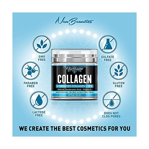 Collagen Cream For Face - Anti Aging Face Night Cream For Women - Made In USA - Anti Wrinkle Face Cream With Collagen - Retinol Cream With Hyaluronic Acid - Firming & Hydrating Effect - Facial Night Cream - 1.7Oz