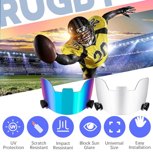 Image of Xuhal 2 Pcs Football Visor for Youth Adult Football Helmet Visor Lacrosse Helmet Eye Shield Eye Protection for Sport(Clear and Colorful Green)