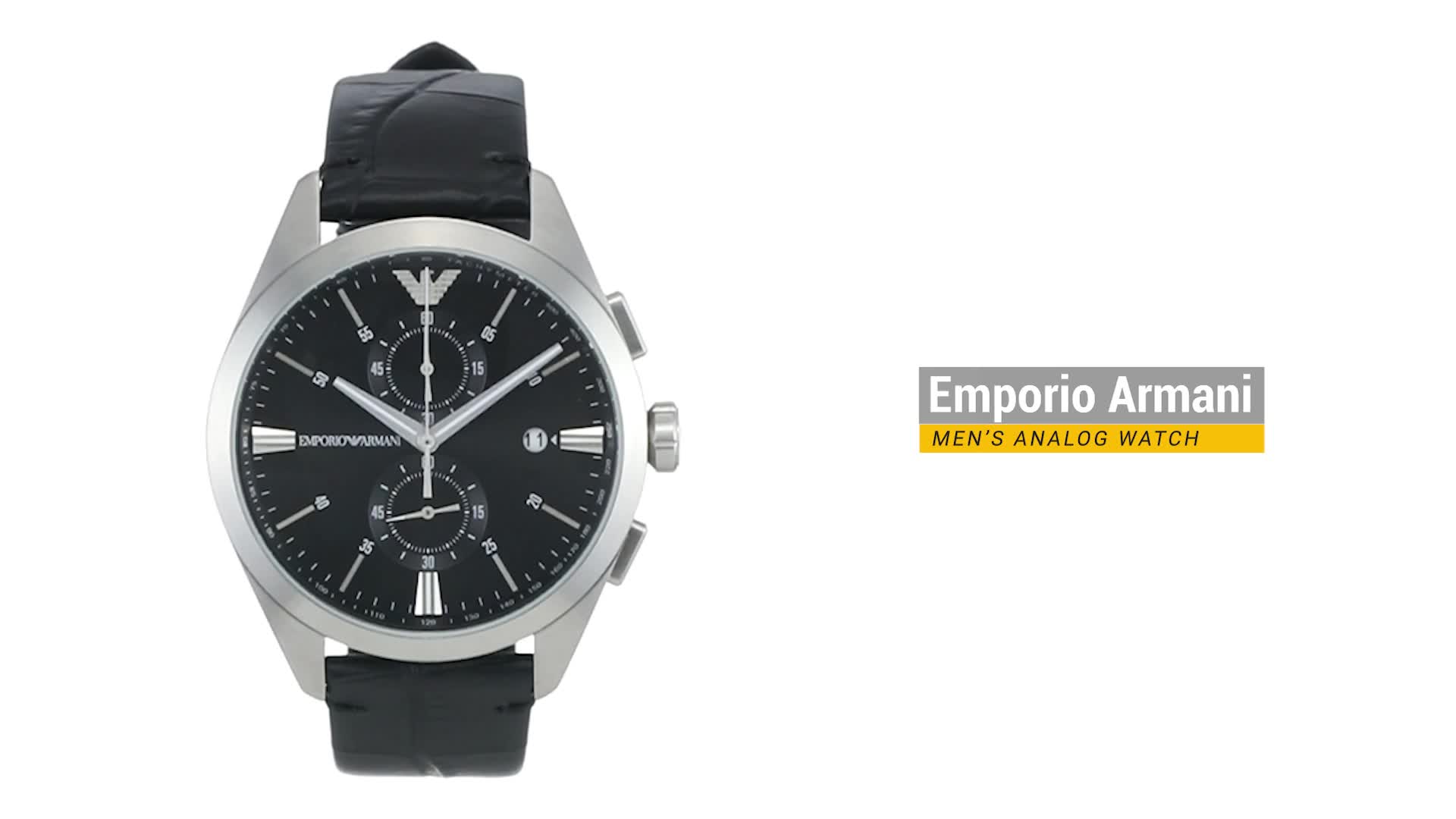 Emporio Armani Mens Leather Analog Black Dial Watch-Ar11542, Band