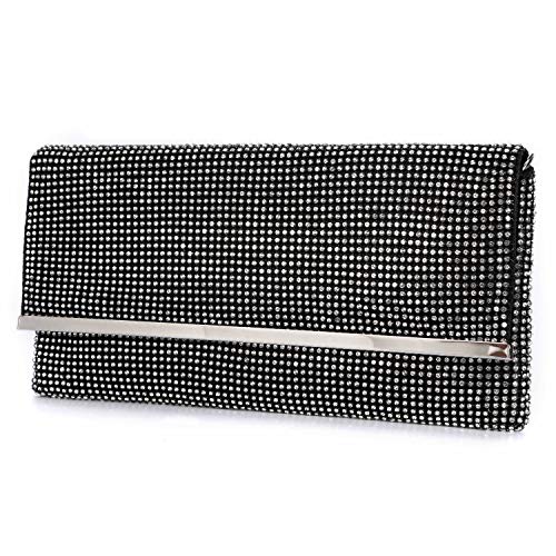 Pochette Donna Elegante BAIGIO - Borsetta Da Sera In Argento Con Strass E Scomparto Per Cellulare, Cerimonia - 4