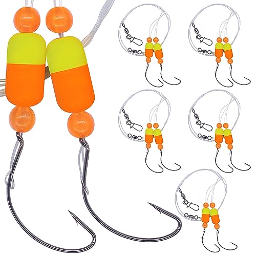 Pompano-Rigs-for-Surf-Fishing-Saltwater-Gear with Double Circle & Wide Gap Hook-6-Pack Surf Fishing Tackle