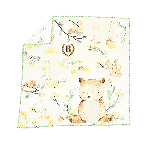 Image of Baby Jalebi Personalized Reversible Soft Organic Cotton Baby Blanket (Enchanted Forest, Initials inchB inch)
