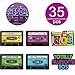 80's Party Decorations 35 Pieces Cassette Tape Cutouts DIY Shaped 1980s Retro Party Supplies with 80 Glue Point Dots